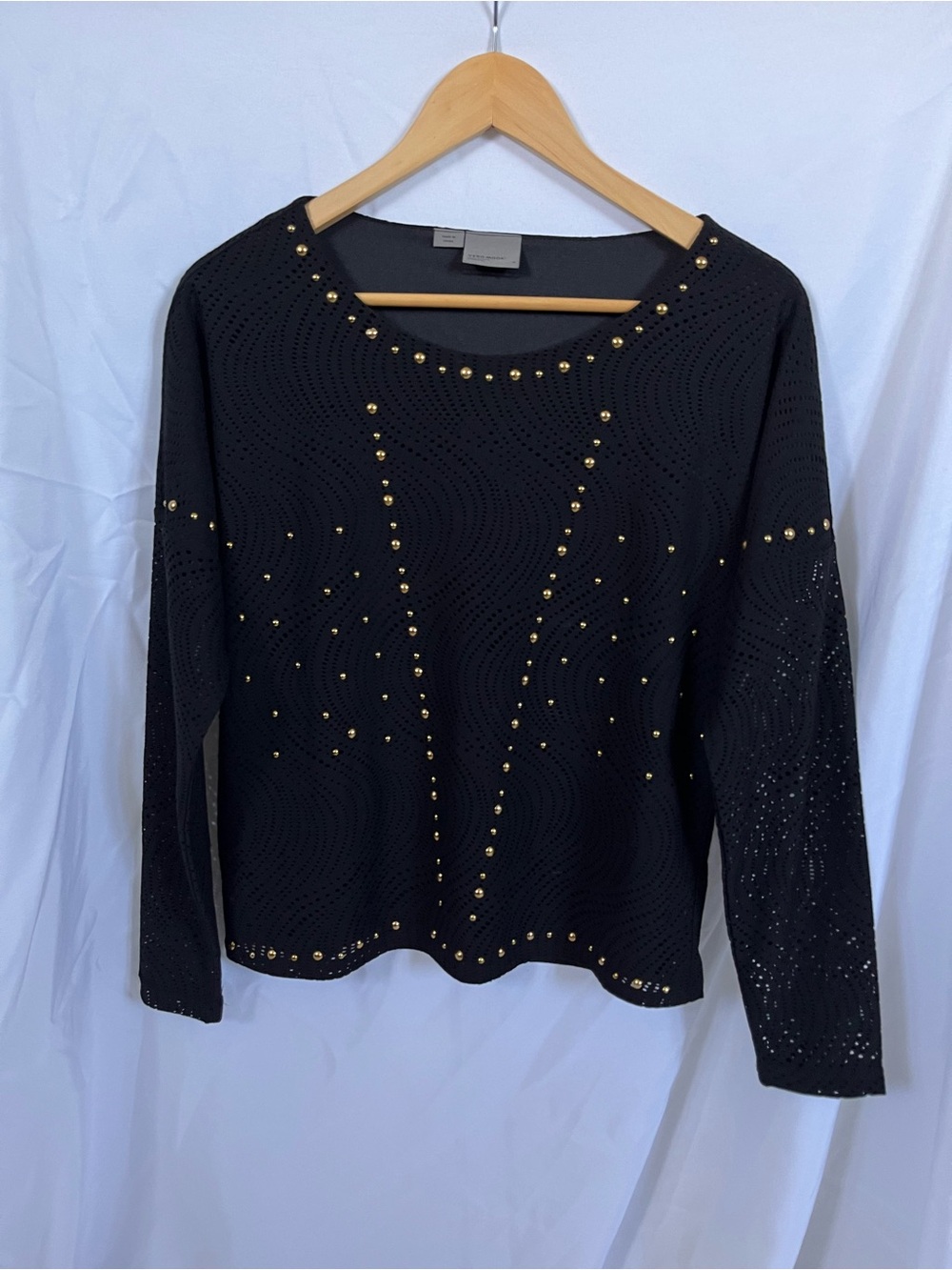 Vero Moda Black Long-Sleeve Top with Gold Studs
